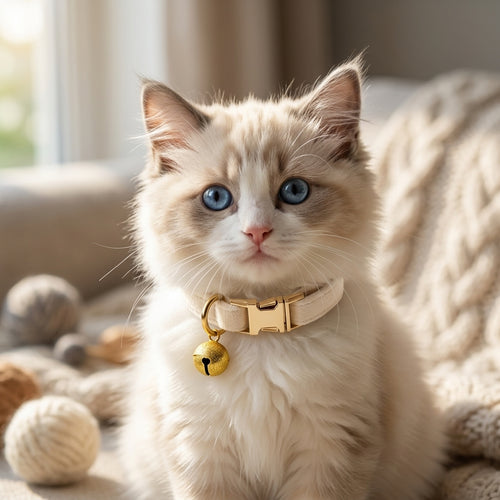 Engraved Adjustable Anti-Lost Cat Collar with Bell & ID Tag Holder for Cats & Kittens